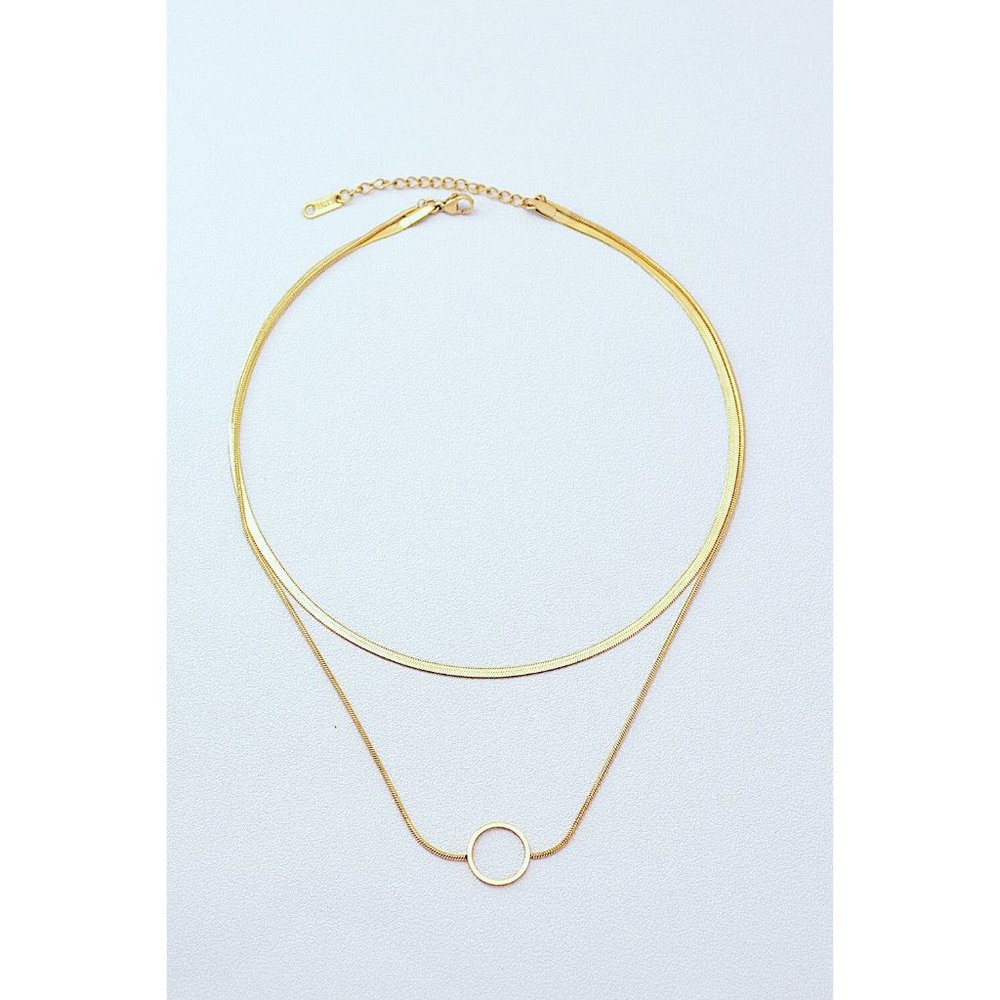 Around the Clock Circle Pendant Double Layered Necklace
